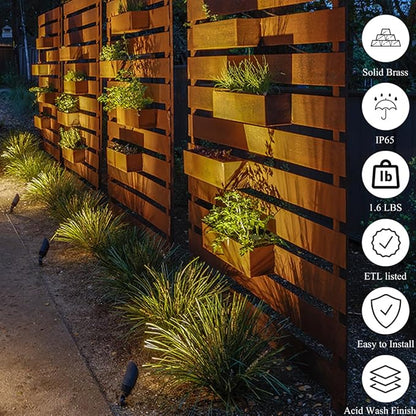 Brass Landscape Spotlights Outdoor Low Voltage Landscape Lighting Fixture Waterproof for Garden and Yard Up Lighting，2 Pack (Bulb NOT Included)
