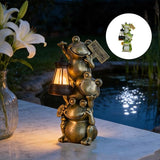 Solar Powered Frog Garden Decor with Lantern, 11.6 Inch Cute Outdoor Frog Statue LED Light – Automatic Solar Light | Lumora