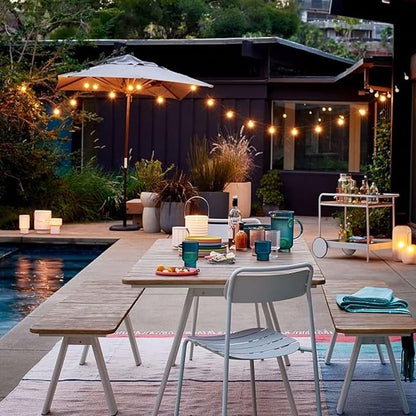 ZYK Solar String Lights Waterproof LED Indoor/Outdoor Hanging Umbrella Lights with 25 Bulbs - 27 Ft Patio Lights for Deck Yard Tents Market Cafe Porch Party Decor