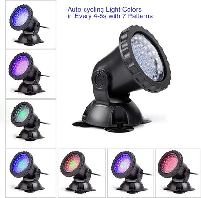 SHOYO Underwater Pond Lights, Colored Submersible Spot Lights, 36 LED Spotlight for Yard IP68 Waterproof Remote Control Multi-Color Dimmable Adjustable for Outdoor Fountain Landscape, Set of 6
