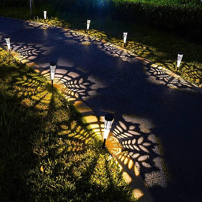 Solar Pathway Lights Outdoor, 4 Pack Color Changing Solar Garden Lights, Auto On/Off LED Landscape Lighting Decorative for Lawn Walkway Patio Yard Landscape (Multicolor&Warm White)