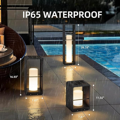 Outdoor Lights for Patio, IP65 Solar Lanterns Outdoor Waterproof, Dusk to Dawn Floor Lamp with 3000K LED, Solar Powered Landscape Lighting for Garden, Yard, Deck, Backyard, Porch and Path