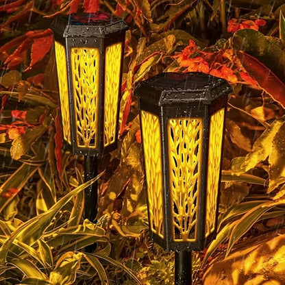 Solar Pathway Lights Outdoor, Waterproof Color Changing LED Solar Garden Lights with Warm White & RGB Modes, Auto On/Off Landscape Decor for Yard, Lawn, Walkway, Patio
