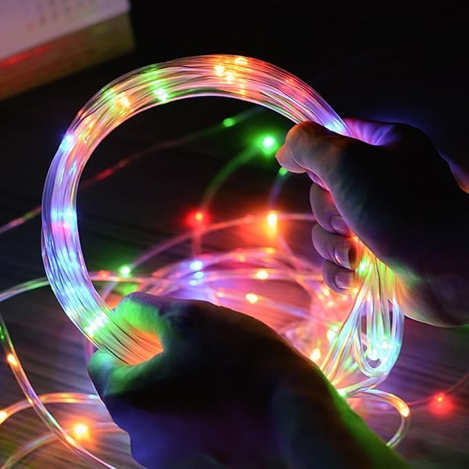 Solar Rope Lights, 23ft 50LED Waterproof Copper Tube Wire String Lights for Garden,Yard, Path, Fence, Stairs, Backyard, Patio Decorative (Multicolor)