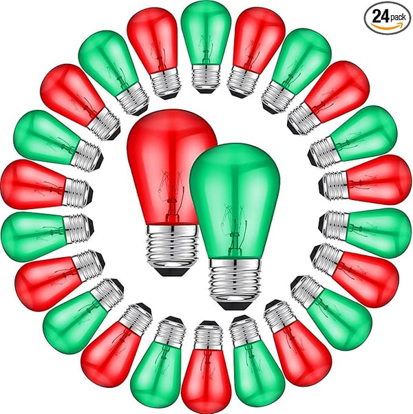 VIHOSE S14 Bulb Colored Outdoor String Light Bulb Replacement Glass Bulb 11 Watt E26 Base Incandescent Colored | Lumora