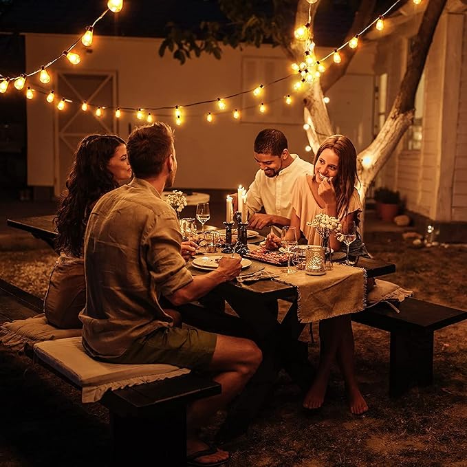 GLUROO String Lights for Outside 120FT, 60+4 Pcs Vintage Bulbs LED Outdoor Edison String Lights Waterproof, Shatterproof Connectable Patio Lights Outdoor, Dimmable Hanging Lights for Backyard,Bistro