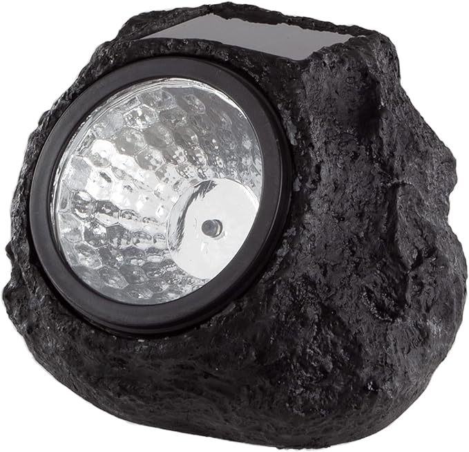 Pure Garden Solar Rock Lights Outdoor - 4-Pack Super Bright Weather Resistant LED Spot Lights - Auto On/Off Solar Rocks for Landscaping