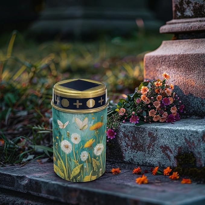 White Dandelion Cemetery Lights for Grave Solar Waterproof Led Solar Lights for Outside Solar - Outdoor Path Light | Lumora