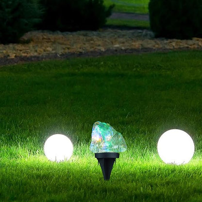 POPETPOP Decorative Solar Pathway Lights Outdoor Led Pebble Shape Lights for Lawn Driveway and Garden Easy Installation