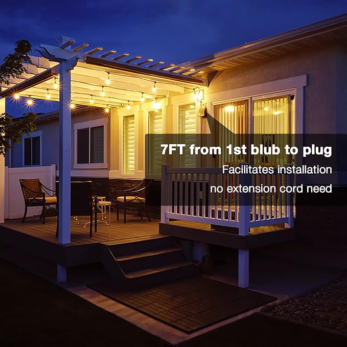 dalattin S14 Led Outdoor String Lights,100ft Patio Lights Waterproof & Shatterproof,24 Vintage Hanging Bulbs Outdoor Lights,Edison String Lights for Outside Patio Garden Backyard