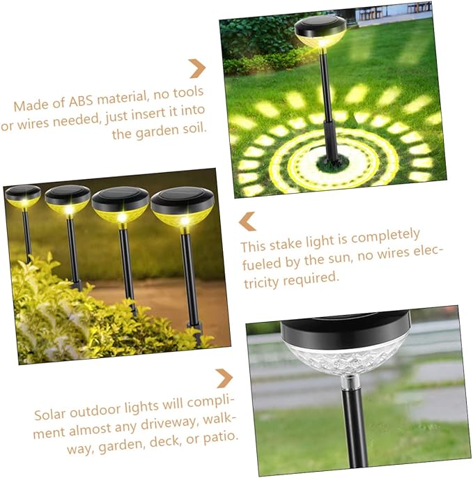 Toyvian Solar Pathway Lights LED Solar Powered Landscape Lamp Decorative Stake Light for Garden Patio Easy Installation Material Solar Energy Efficient