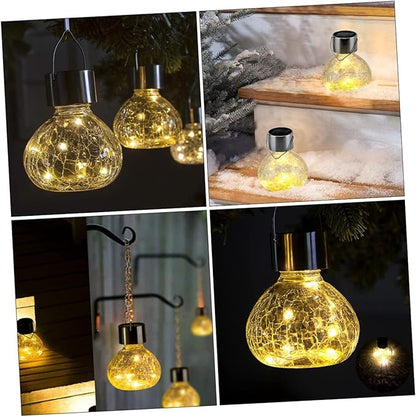 POPETPOP Solar Garden Lights Cracked Texture Glass LED Solar Pathway Lights Unique Outdoor Decorative Lighting for Patio and Landscape Warm Glow