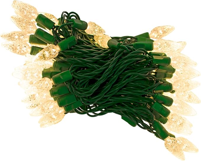 EST. LEE DISPLAY L D 1902 35FT LED Christmas String Lights C6 Warm White Steady 70 Bulbs UL Listed Outdoor Waterproof Green Wire Cords