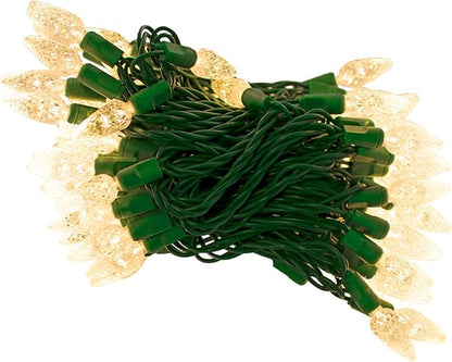 EST. LEE DISPLAY L D 1902 35FT LED Christmas String Lights C6 Warm White Steady 70 Bulbs UL Listed Outdoor Waterproof Green Wire Cords