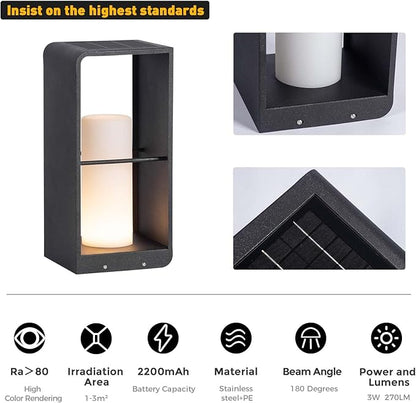 Outdoor Lights for Patio, IP65 Solar Lanterns Outdoor Waterproof, Dusk to Dawn Floor Lamp with 3000K LED, Solar Powered Landscape Lighting for Garden, Yard, Deck, Backyard, Porch and Path