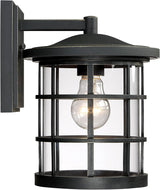 Quoizel Asheville Outdoor Wall Lantern, 10.5 Inch 1-Light Seaside Armour Oil-Rubbed Bronze Wall Sconce, Industrial | Lumora