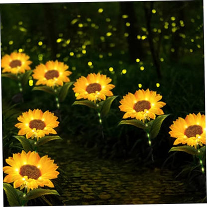 4 Packs Sunflower Solar Lights Outdoor IP44 Waterproof Garden Stake Auto On/Off