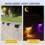 Solar Garden Railing Lights, 4 Pack Waterproof LED Solar Lights Outdoor with Warm White/7 Color Changing Lighting | Lumora