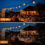 S14 Outdoor String Lights 50FT, Waterproof Patio Lights with 15 Shatterproof Bulbs for Bistro, Backyard, Porch | Lumora