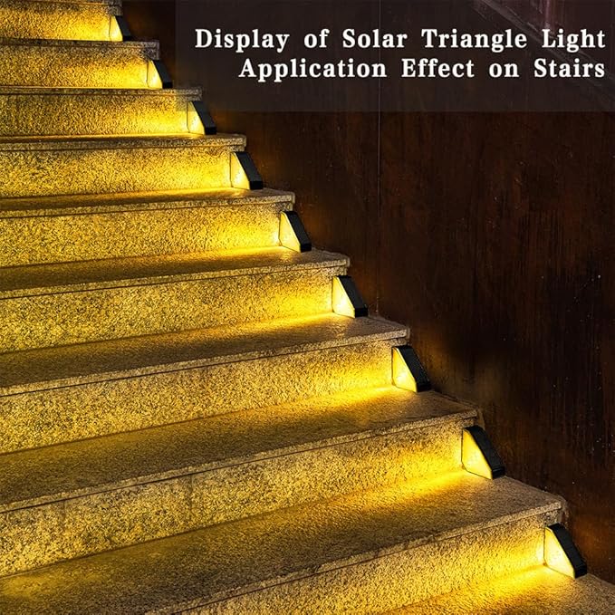 Solar Stair Lights 4 Pack, Solar Step Lights Outdoor Waterproof IP65, Outdoor Light Decor for Garden Stair, Deck, Front Step, Front Porch, and Patio, （Warm White, 3000K）