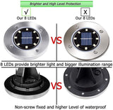 Solar Ground Lights, Solar Ground Lights Stainless Steel Outdoor 8 LED Solar Disk Lights， IP 65 Waterproof for Yard | Lumora