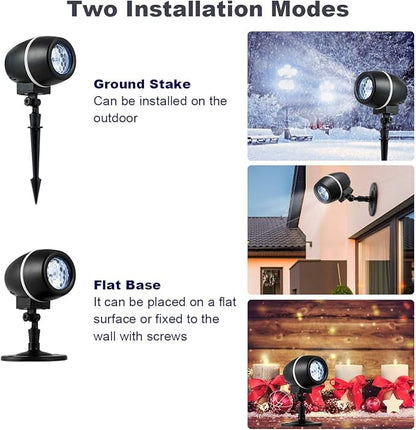 Tangkula Christmas Snowflake LED Projector Lights, Rotating Snowfall Projection with Remote Control, Outdoor Landscape Decorative Lighting for Christmas, Holiday, Party, Wedding, Garden, Patio