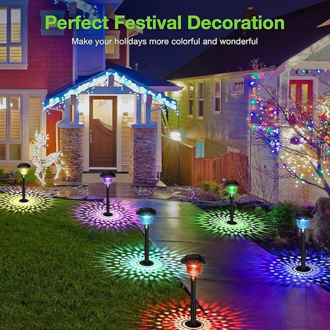 Solar Pathway Lights Outdoor Waterproof, Multicolor & Warm White Changing LED Solar Lights Christmas Decorations | Lumora