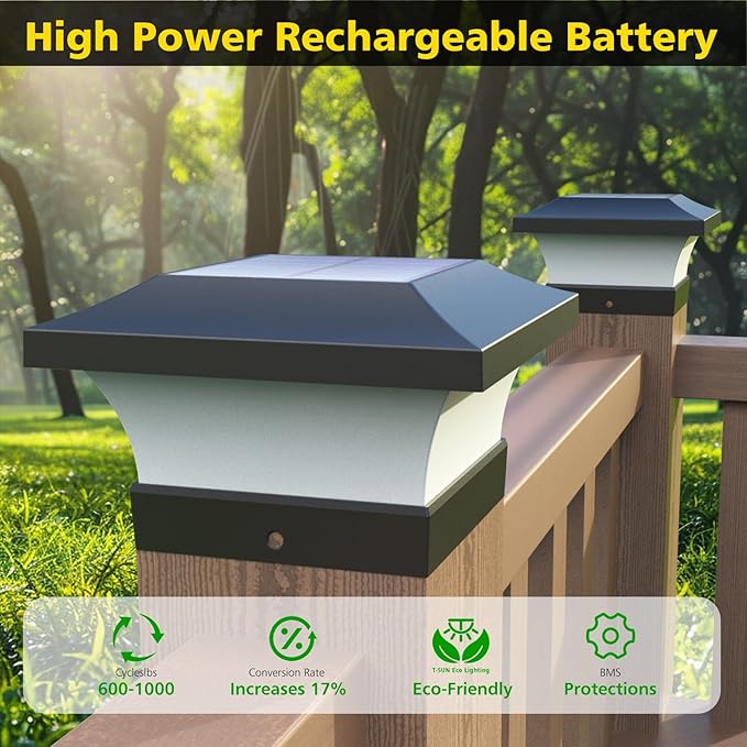 T-SUN 4X4 Post Solar Lights, Outdoor Waterproof RGB Color Changing Light for 4X4 5X5 6X6 Wood/Vinyl/Fence Posts | Lumora