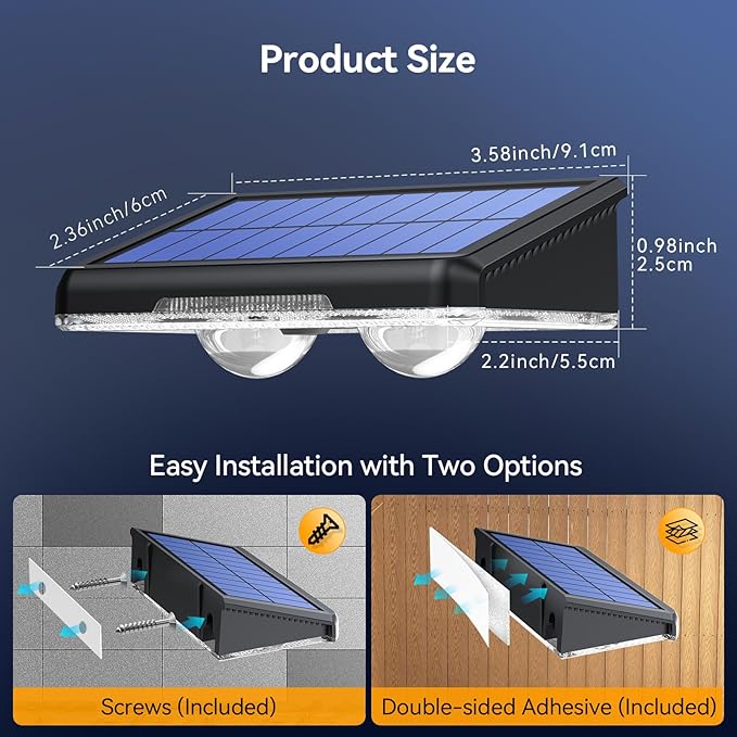 TECKNET Solar Fence Lights Outdoor 12 Pack, Warm White & 6 Colors & RGB, IP66 Waterproof LED Deck Light, Dusk to Dawn Fence Lights Solar for Wall, Railing, Step, Patio, Pool, Backyard, Outside