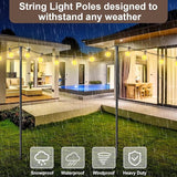 6 Pack 9FT String Light Poles for Outdoor,Metal Lights Hanging Pole Outside with Fork,Light Stand for Patio | Lumora