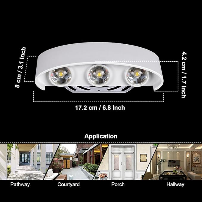 Kawell 6W Waterproof Modern Wall Sconces LED Wall Light Up Down Aluminum Wall Lamp LED Indoor Outdoor for Bathroom | Lumora