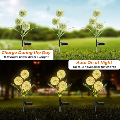 Solar Garden Lights Decorative Dandelion with 36 Colorful LED for Christmas Decor - IP65 Waterproof Solar Lights Outdoor (2-Pack)