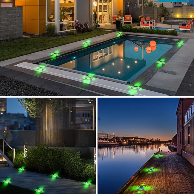 T-SUN Solar Deck Lights 24 Pack Driveway Solar Lights Outdoor Halloween LED Dock Light IP65 Waterproof Ground Deck Light for Sidewalk Step Garden Pathway