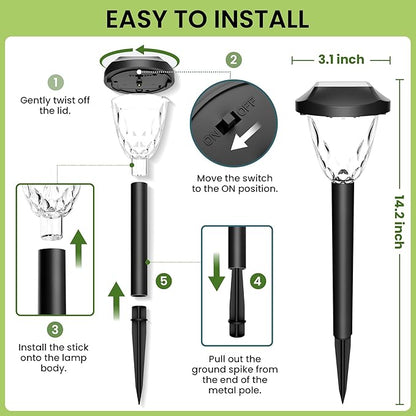 Solar Outdoor Lights Waterproof,Solar Pathway Lights Outdoor with Great Pattern, Auto On/Off Garden Decor for Outside Garden Walkway Driveway Pathway(10 Pack)