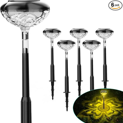 SFV 6 Pack Solar Lights Outdoor Waterproof, Motion Detection & Constant-on, Four Clover, Auto On/Off, 800 mAh, 20 Lumens, 3200K Solar Path Lights for Yard Walkway Garden Lawn Patio, Warm White