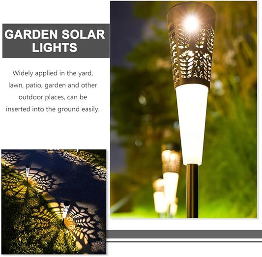 POPETPOP 6pcs Solar Garden Stake Lights Decorative Outdoor Lighting for Pathway and Warm Solar Lamp for Lawn Patio and Garden Decoration