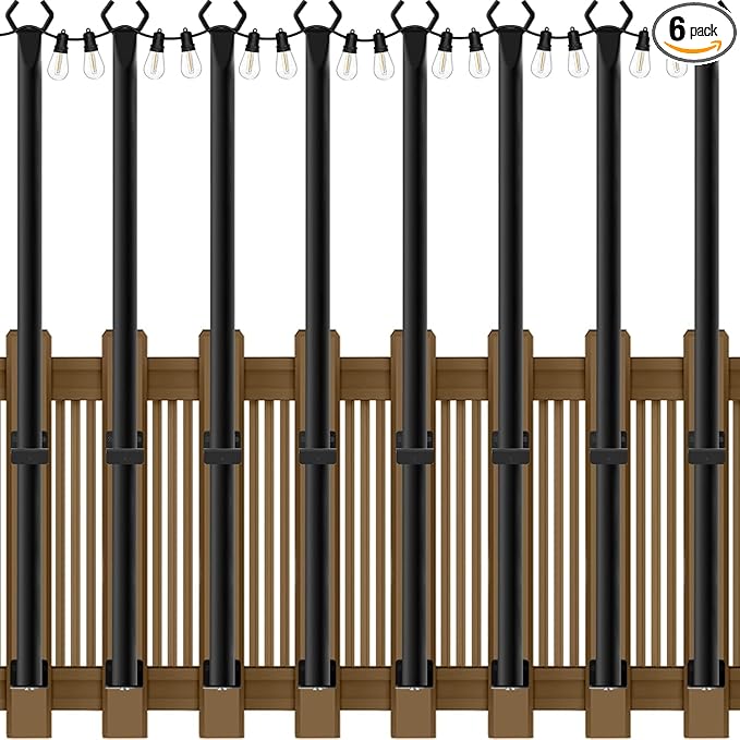 8 Pack 5Ft String Light Poles,Light Poles for Outside String Lights,Outdoor Light Poles with Fork,Metal Pole Stand | Lumora