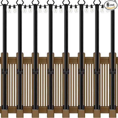 8 Pack 5Ft String Light Poles,Light Poles for Outside String Lights,Outdoor Light Poles with Fork,Metal Pole Stand for Patio,Backyard,Deck