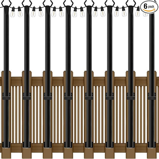 8 Pack 5Ft String Light Poles,Light Poles for Outside String Lights,Outdoor Light Poles with Fork,Metal Pole Stand for Patio,Backyard,Deck