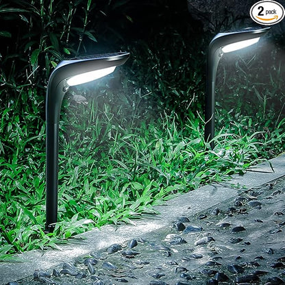 Solar Pathway Lights,【2 Pack】 Solar Garden Lights Outdoor Waterproof Solar Powered Path Light Auto On/Off for Landscape Path Yard Patio Walkway Driveway Pool Holiday (Cool White & Warm White)
