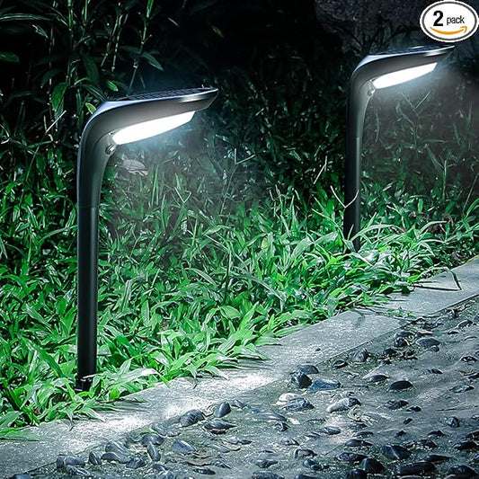 Solar Pathway Lights,【2 Pack】 Solar Garden Lights Outdoor Waterproof Solar Powered Path Light Auto On/Off for Landscape Path Yard Patio Walkway Driveway Pool Holiday (Cool White & Warm White)