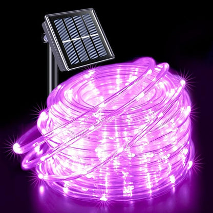 JMEXSUSS 200 LED Pink Solar Rope Lights,72ft 8 Modes Solar Rope Lights Outdoor Waterproof LED, Pink Solar Fairy Lights for Fence,Gazebo,Yard,Walkway