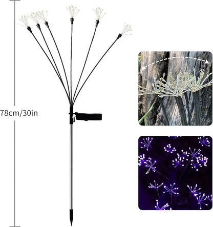 JJGoo Solar Garden Lights, New Upgraded 2 Pack Solar Swaying Starburst Light, Waterproof Fireworks Outdoor Lights, Yard Patio Pathway Decoration, Purple