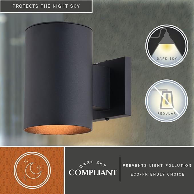VAXCEL Chiasso 7.25 in. H 1-Light Textured Black Dusk to Dawn Sensor Outdoor Wall Sconce Rust-Resistant Aluminum | Lumora