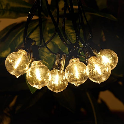 100FT Outdoor String Lights, Waterproof Patio Lights with 50 LED G40 Globe Shatterproof Bulbs, Connectable Commercial Outside Decor Hanging Lamp for Backyard Deck Bistro Party Cafe, Black