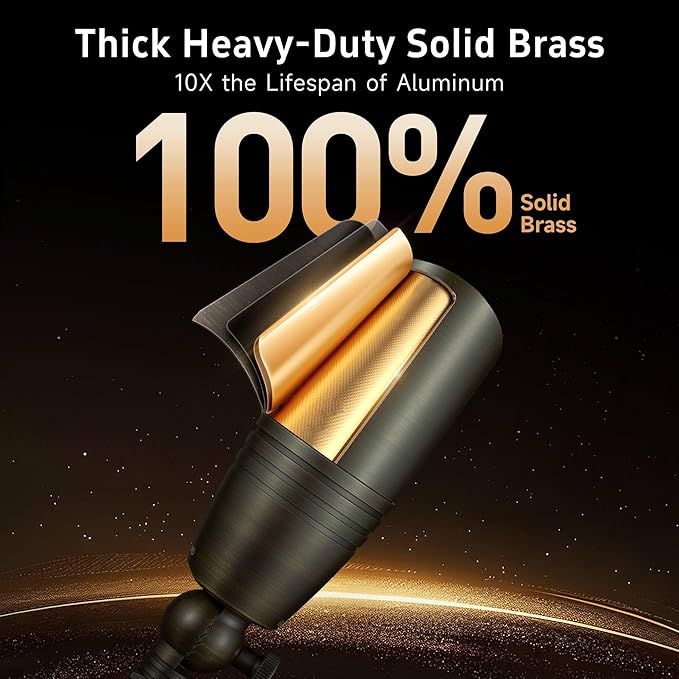 Gardenreet Landscape Spotlights Low Voltage - Brass 12V Outdoor Uplight LED, Wired Spot Lights IP65 Waterproof | Lumora