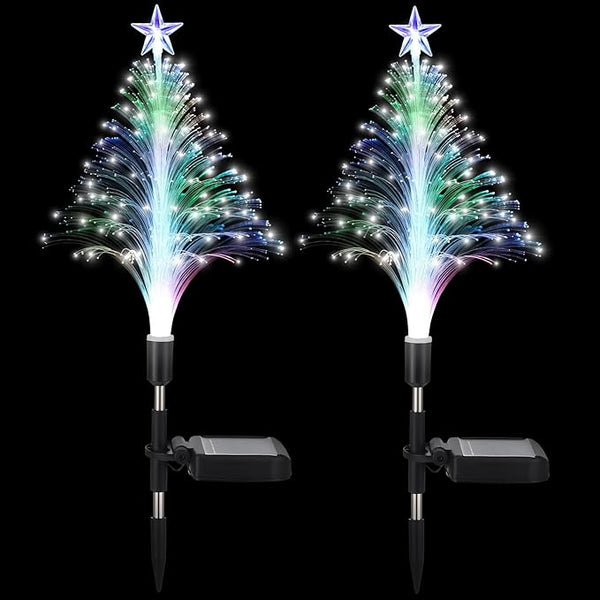 Baquler 2 Pcs Solar Christmas Tree Garden Stake Lights Outdoor Christmas Tree Yard Decorations Multicolor LED Solar | Lumora