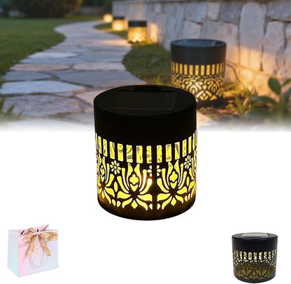 Decorative Solar Mandala Lights, Solar Mandala Lights Outdoor, Metal Solar Powered Outdoor Deck Step Wall Lights, Mandala Theme Waterproof Fence Light for Garden Post Patio Backyard (1pcs-A)