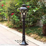 Lights Outdoor IP42 Retro Outdoor Waterproof Glass Lantern European Metal Aluminum Street Pillar Light Black Lawn | Lumora