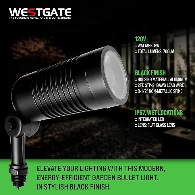 Outdoor Landscape Spotlights – 3000K/4000K/5000K Color Changing Options in Aluminum Housing – 120 Voltage | Lumora